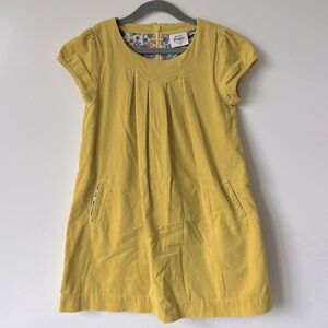 MINI BODEN Yellow Corduroy Dress w Liberty Print Lining Size 7-8Y
